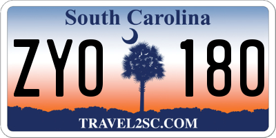 SC license plate ZYO180