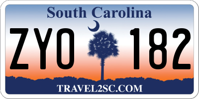 SC license plate ZYO182