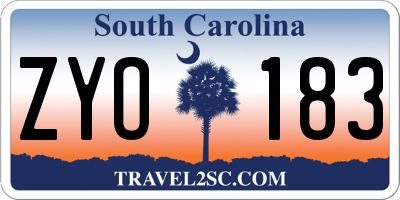 SC license plate ZYO183