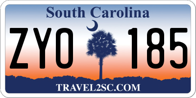 SC license plate ZYO185