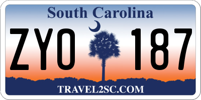 SC license plate ZYO187