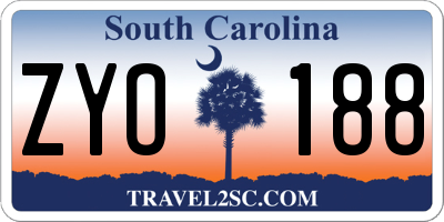 SC license plate ZYO188