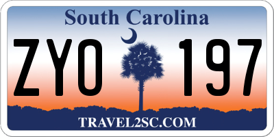 SC license plate ZYO197