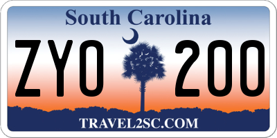 SC license plate ZYO200