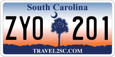 SC license plate ZYO201