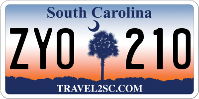 SC license plate ZYO210