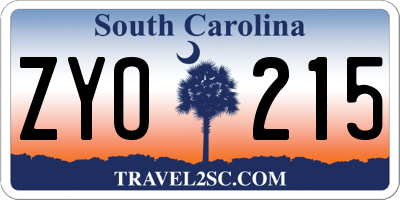 SC license plate ZYO215