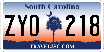 SC license plate ZYO218