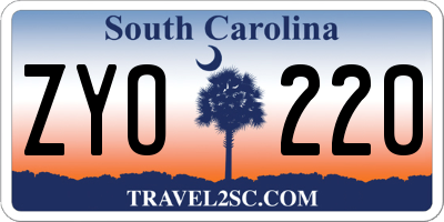 SC license plate ZYO220