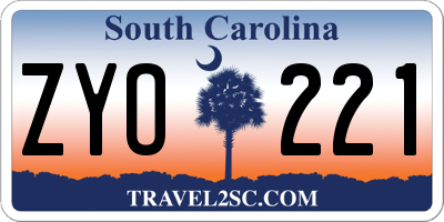 SC license plate ZYO221