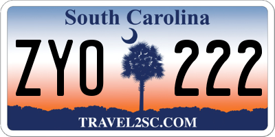 SC license plate ZYO222