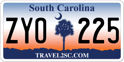 SC license plate ZYO225