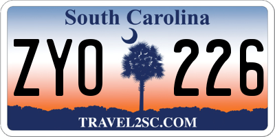 SC license plate ZYO226