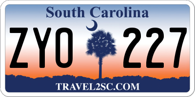 SC license plate ZYO227