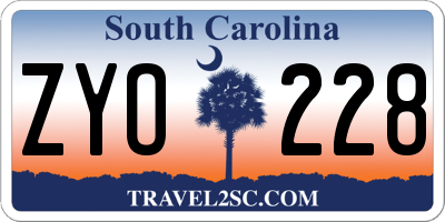 SC license plate ZYO228