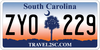 SC license plate ZYO229