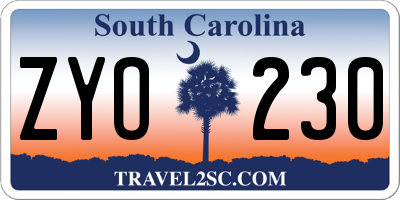 SC license plate ZYO230