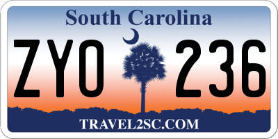 SC license plate ZYO236