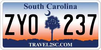 SC license plate ZYO237