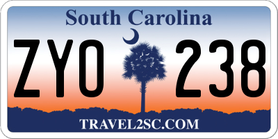 SC license plate ZYO238