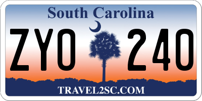 SC license plate ZYO240