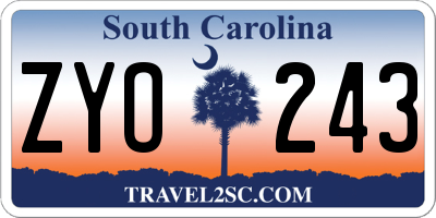 SC license plate ZYO243