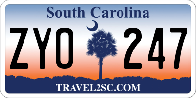 SC license plate ZYO247