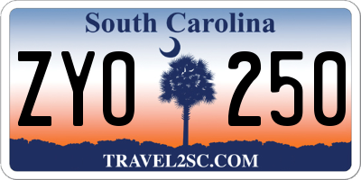 SC license plate ZYO250