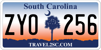 SC license plate ZYO256