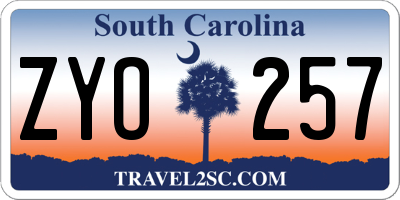 SC license plate ZYO257