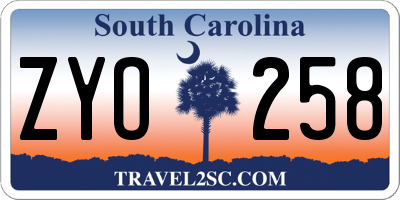 SC license plate ZYO258