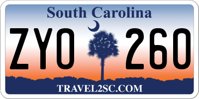 SC license plate ZYO260