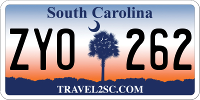 SC license plate ZYO262