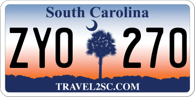 SC license plate ZYO270