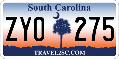 SC license plate ZYO275