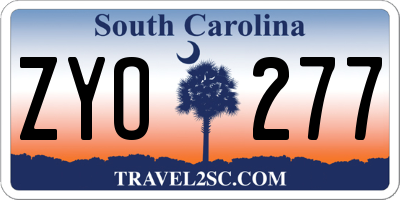 SC license plate ZYO277