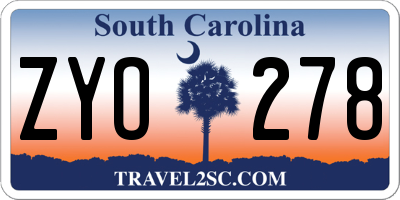 SC license plate ZYO278