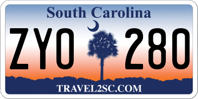 SC license plate ZYO280