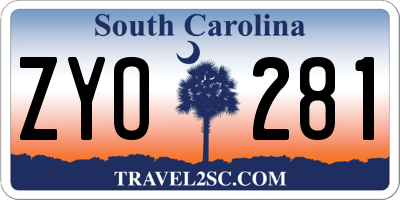 SC license plate ZYO281