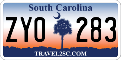 SC license plate ZYO283