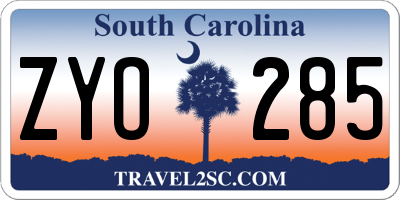 SC license plate ZYO285