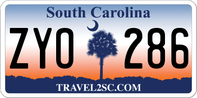 SC license plate ZYO286