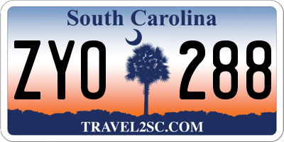 SC license plate ZYO288