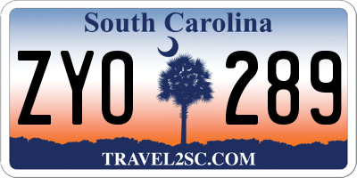 SC license plate ZYO289