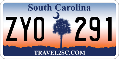 SC license plate ZYO291