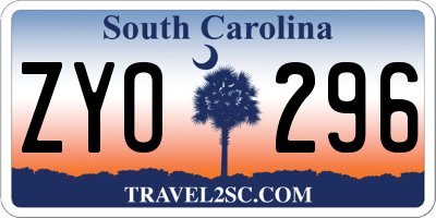 SC license plate ZYO296