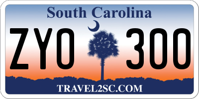 SC license plate ZYO300