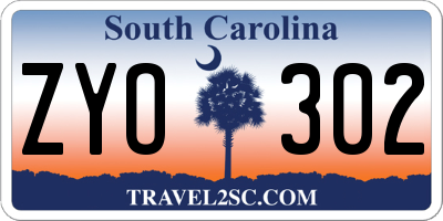 SC license plate ZYO302