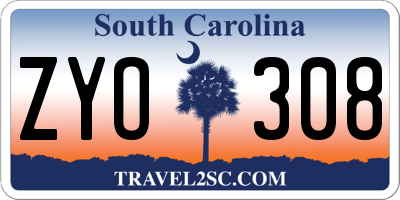 SC license plate ZYO308