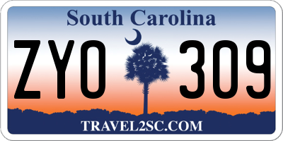 SC license plate ZYO309